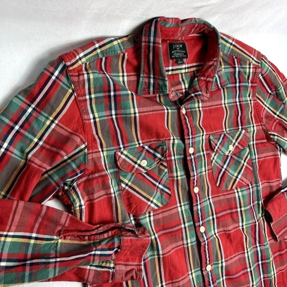 Lot of 5 Plaid Shirts Men's L/XL Plaid Button Down Shirts Woolrich J. Crew EUC - Picture 11 of 13